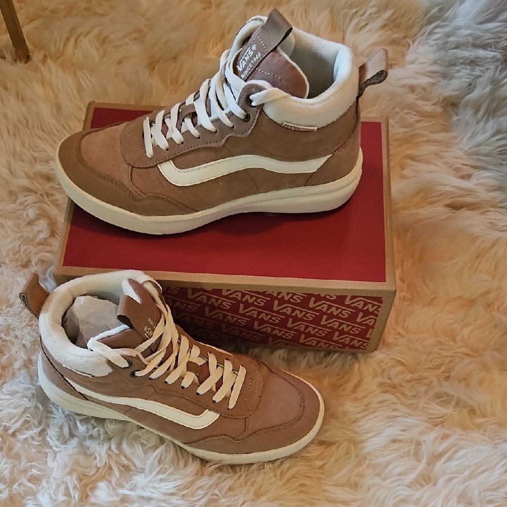 Vans Tan Suede High-Top Sneakers